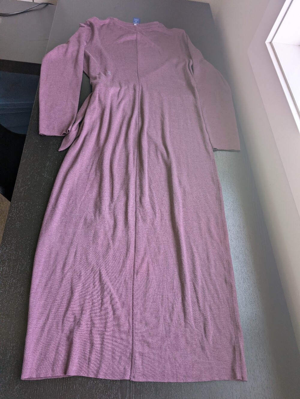 Kit and Ace Tie Brushed French Terry Long Sleeve T-Shirt Maxi Dress in Maroon - Picture 2 of 10